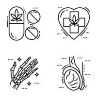 conjunto de ícones de linha de cuidados médicos vetor