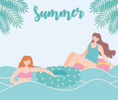 férias de verão com meninas na praia vetor