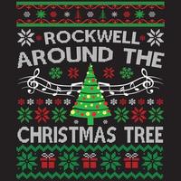 rockwell em volta da árvore de natal vetor