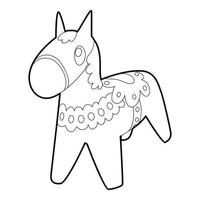 ícone de cavalo de brinquedo, estilo de estrutura de tópicos vetor