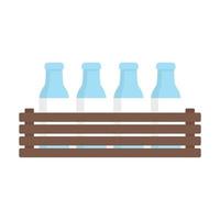ícone de caixa de garrafa de leite vetor plano isolado