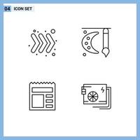 conjunto de 4 sinais de símbolos de ícones de interface do usuário modernos para seta arte básica pintura pincel banco editável vetor elementos de design