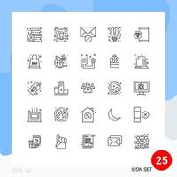 Pacote de 25 linhas de interface de usuário de sinais e símbolos modernos de verificação de ideia de consultor de luz de pausa elementos de design de vetores editáveis