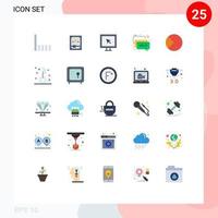 25 símbolos universais de sinais de cores planas de gráfico gráfico de negócios inteligentes ajudam elementos de design de vetores editáveis