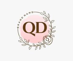 logotipo feminino qd inicial. utilizável para logotipos de natureza, salão, spa, cosméticos e beleza. modelo de design de logotipo de vetor plano