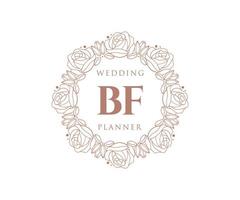 coleção de logotipos de monograma de casamento de carta inicial bf, modelos modernos minimalistas e florais desenhados à mão para cartões de convite, salve a data, identidade elegante para restaurante, boutique, café em vetor