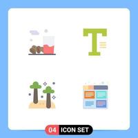pacote de interface do usuário de 4 ícones planos básicos de fungos de bebida kareem escreve elementos de design de vetores editáveis da natureza