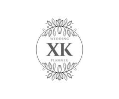 coleção de logotipos de monograma de casamento de letras iniciais xk, modelos minimalistas e florais modernos desenhados à mão para cartões de convite, salve a data, identidade elegante para restaurante, boutique, café em vetor