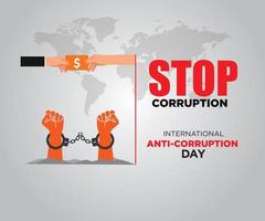 dia internacional anticorrupção, 9 de dezembro. pôster e postagem de mídia social anticorrupção. ilustração vetorial. vetor