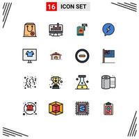 conjunto de 16 sinais de símbolos de ícones de interface do usuário modernos para bate-papo, gráfico de martelo, leilão de martelo, elementos de design de vetores criativos editáveis
