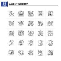 25 conjunto de ícones do dia dos namorados. vetor de fundo