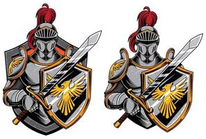 design de mascote de cavaleiros vetor
