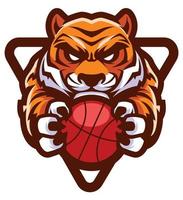 mascote de basquete tigre vetor