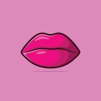 lábios de mulher com batom rosa e gesto de beijo vetor