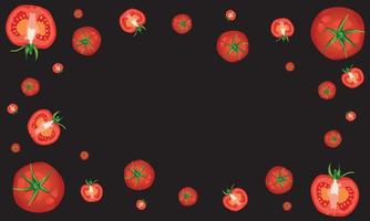 vista superior do vetor de tomates frescos em fundo preto