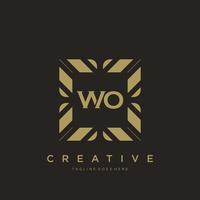 wo carta inicial vetor de modelo de logotipo de monograma de ornamento de luxo