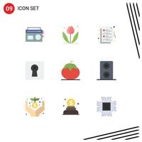 conjunto de 9 pacotes de cores planas comerciais para elementos de design de vetores editáveis de página de bloqueio de entrega segura de alimentos