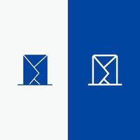 mensagem de correio de envelope de e-mail enviada linha e ícone sólido de glifo banner azul linha e ícone sólido de glifo banner azul vetor