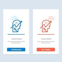 gráfico de seta conhecimento humano mente azul e vermelho baixe e compre agora modelo de cartão de widget da web vetor