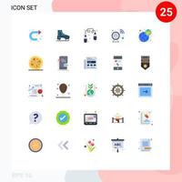 Conceito de 25 cores planas para sites móveis e aplicativos, câmera de segurança global, patinação, câmera de segurança, elementos de design vetorial editáveis vetor
