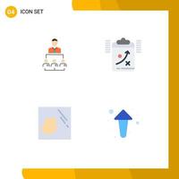 4 ícones planos de vetores temáticos e símbolos editáveis de planejamento de liderança de gerenciamento de organização, elementos de design de vetores editáveis limpos