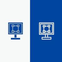 linha de aplicativo de programa de design gráfico de corte e ícone sólido de glifo banner azul linha e ícone sólido de glifo banner azul vetor