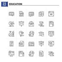 25 conjunto de ícones de educação de fundo vetorial vetor