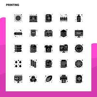 25 conjunto de ícones de impressão modelo de ilustração vetorial de ícone de glifo sólido para web e ideias móveis para empresa de negócios vetor