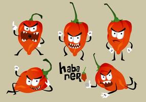Hot Habanero Angry Pose Cara Vector Ilustração
