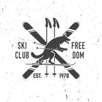 conceito de clube de esqui com lobo vetor