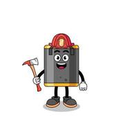 mascote dos desenhos animados do bombeiro saco de pancadas vetor