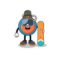 desenho de mascote do jogador de snowboard ioiô vetor