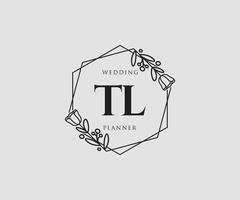 logotipo feminino inicial tl. utilizável para logotipos de natureza, salão, spa, cosméticos e beleza. elemento de modelo de design de logotipo de vetor plana.