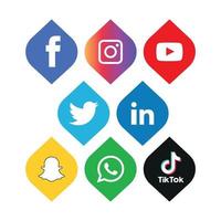 conjunto de ícones de mídia social ilustrador de vetor de logotipo