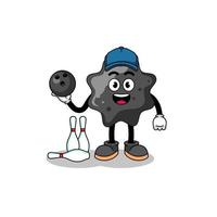 mascote de tinta como jogador de boliche vetor