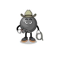 mascote personagem de bala de canhão como um cowboy vetor