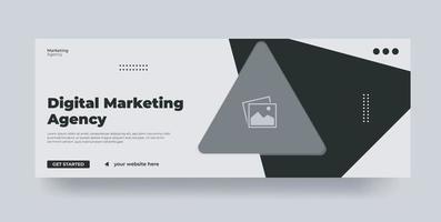 modelo de design de banner de marketing digital para mídia social, cronograma de promoção de marketing de negócios digitais Facebook e modelo de capa de mídia social vetor
