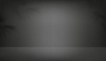 fundo da parede de cimento, sala de estúdio 3d de exibição com folhas de sombra na parede de concreto escuro texturizada, pano de fundo de design de banner mínimo de vetor, sala de galeria vazia em concreto preto para apresentação do produto vetor