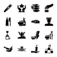 conjunto de ícones de glifos de spa vetor