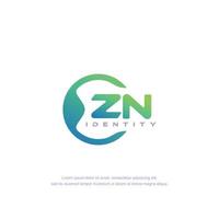 vetor de modelo de logotipo de linha circular de letra inicial zn com mistura de cor gradiente