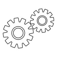 ícone de duas engrenagens, estilo de estrutura de tópicos vetor