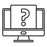 vetor de contorno do ícone de solicitação de computador. formulário online