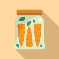 vetor plano de ícone de cenoura enlatada. picles de comida