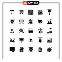 conjunto moderno de pictograma de 25 glifos sólidos de distintivo de insígnia banheiro busca negócios elementos de design de vetores editáveis