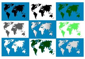 Pacote do mapa mundial da silhueta vetor