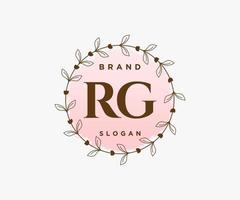 logo feminino inicial rg. utilizável para logotipos de natureza, salão, spa, cosméticos e beleza. elemento de modelo de design de logotipo de vetor plana.