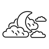 vetor de contorno do ícone do céu lua. nuvem de chuva