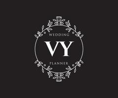 coleção de logotipos de monograma de casamento de letras iniciais vy, modelos modernos minimalistas e florais desenhados à mão para cartões de convite, salve a data, identidade elegante para restaurante, boutique, café em vetor