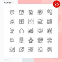 grupo de sinais e símbolos de 25 linhas para engrenagens cartão bonito símbolo de flor elementos de design de vetores editáveis