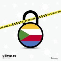 comoroslock down lock modelo de conscientização sobre pandemia de coronavírus vetor